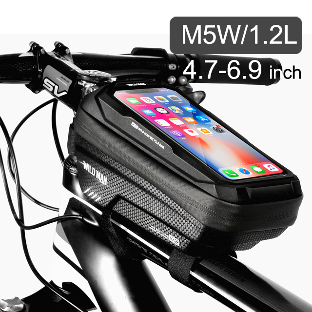 Bike Bag 1.8L Frame Front Tube Cycling Bag Bicycle Waterproof Phone Case Holder 7 Inches Touchscreen Bag Accessories
