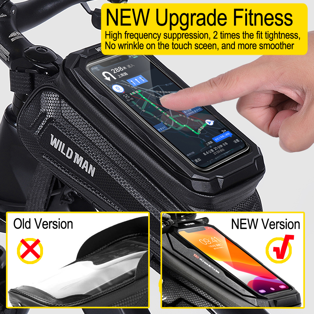 Bike Bag 1.8L Frame Front Tube Cycling Bag Bicycle Waterproof Phone Case Holder 7 Inches Touchscreen Bag Accessories