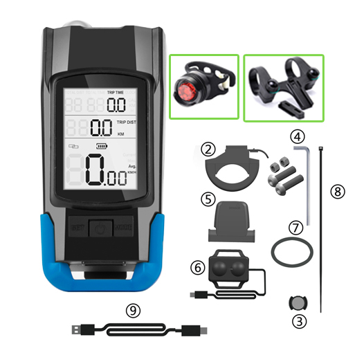 4 Mode USB Bike Light Lamp Bicycle Computer 3 Mode Horn Flashlight Cycle Bike Speedometer Led Front Lights Cycling Headlight