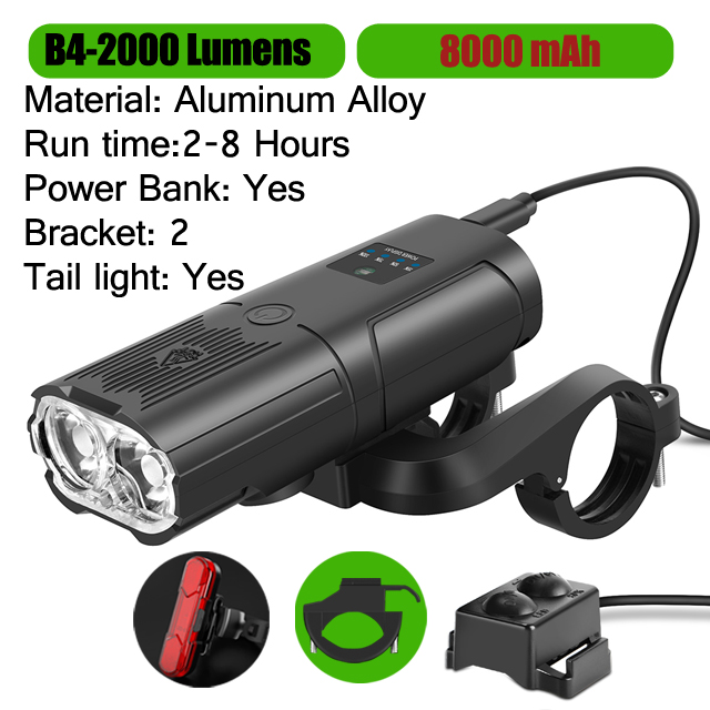 Bicycle Light 1000Lumen 4000mAh Bike Headlight Power Bank Flashlight Handlebar USB Charging MTB Road Cycling Highlight
