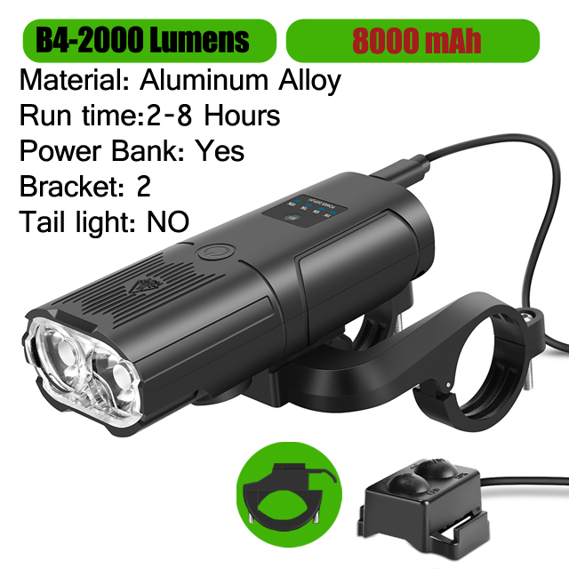 Bicycle Light 1000Lumen 4000mAh Bike Headlight Power Bank Flashlight Handlebar USB Charging MTB Road Cycling Highlight