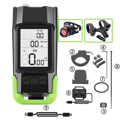 4 Mode USB Bike Light Lamp Bicycle Computer 3 Mode Horn Flashlight Cycle Bike Speedometer Led Front Lights Cycling Headlight