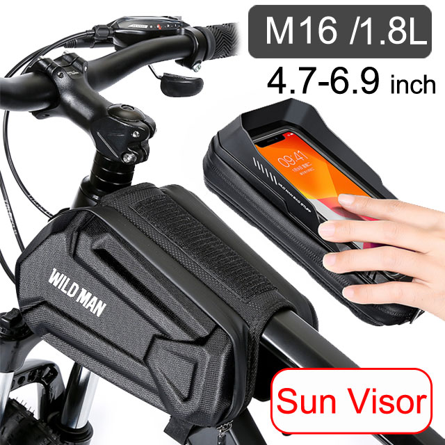 Bike Bag 1.8L Frame Front Tube Cycling Bag Bicycle Waterproof Phone Case Holder 7 Inches Touchscreen Bag Accessories