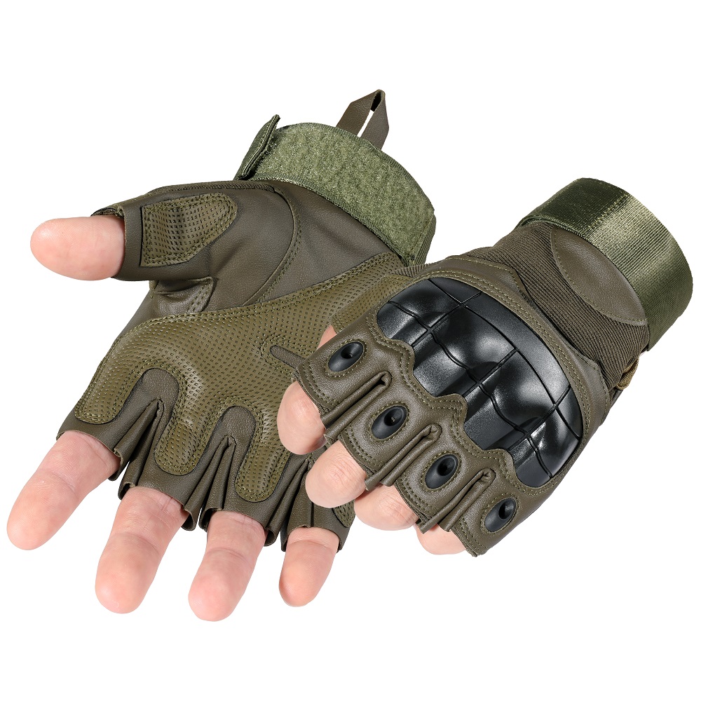 Army Tactical Fingerless Glove Military Hard Rubber Half Finger Gloves Airsoft Paintball Bicycle Shooting Work Mittens Men Gear