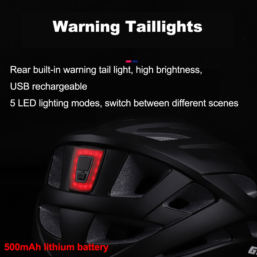 Light Cycling Helmet MTB Road Bicycle Helmet Front And Rear With Warning Light USB Rechargeable Electric Bicycle Helmet